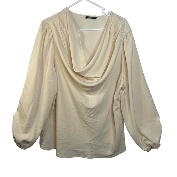 Shien Curve shirt blouse top women's xxl 2x semi-sheer cram ecru off white - Picture 1 of 16